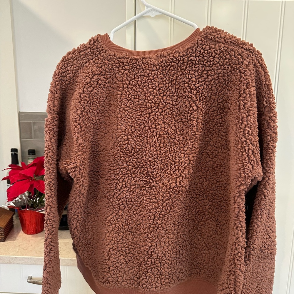 Cozy Burnt Orange Sherpa Sweater - Picture 2 of 4